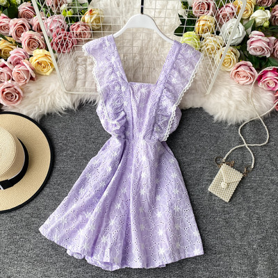 Salopeta scurta de vara dama cu dantela si bretele