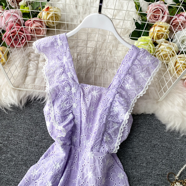 Salopeta scurta de vara dama cu dantela si bretele