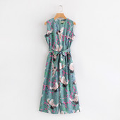 Salopetă lungă de zi cu centură și model cu model