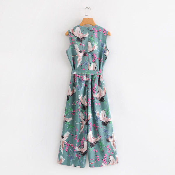 Salopetă lungă de zi cu centură și model cu model