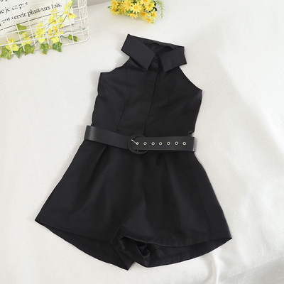 Salopeta de dama moderna cu curea si guler clasic