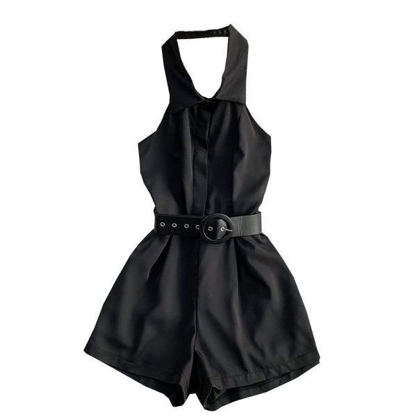 Novi model ženskog kombinezona sa kragnom i remenom u bijeloj i crnoj boji