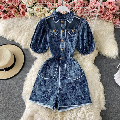 Salopeta de dama in albastru cu nasturi