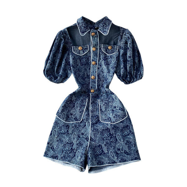 Salopeta de dama in albastru cu nasturi