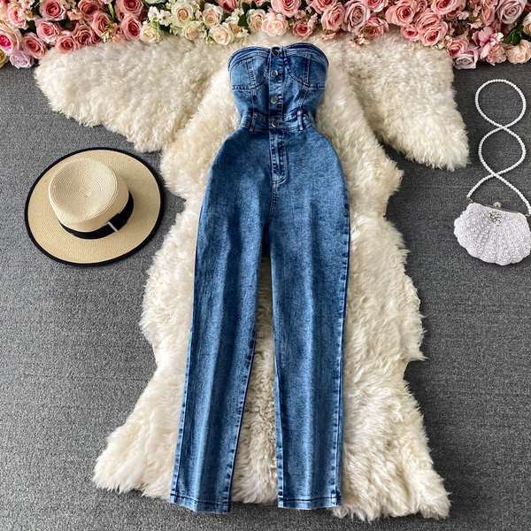 Salopeta de dama cu nasturi fara bretele in albastru si negru