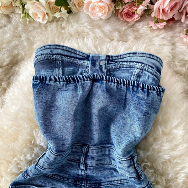 Salopeta de dama cu nasturi fara bretele in albastru si negru