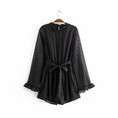 Salopetă scurtă modernă din tul de culoare neagră