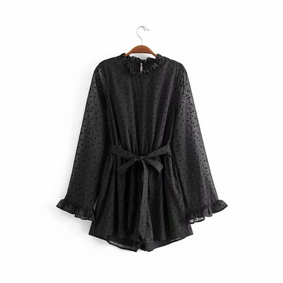 Salopetă scurtă modernă din tul de culoare neagră