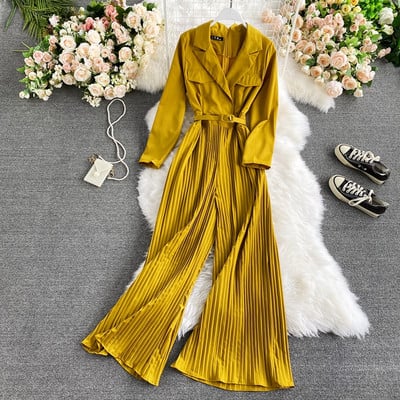 Salopeta de dama lunga plisata cu curea