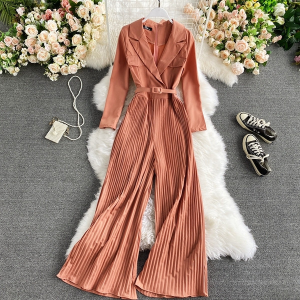 Salopeta de dama lunga plisata cu curea