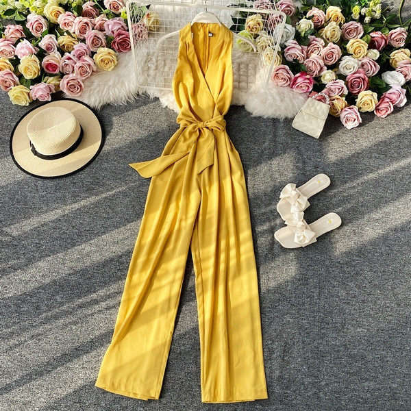 Dugi ženski kombinezon s trakom i špic izrezom