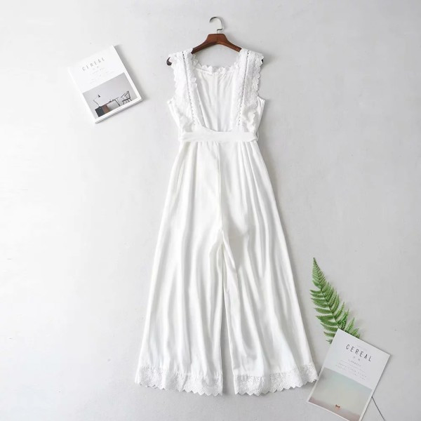 Salopeta lunga de dama cu dantela si curea