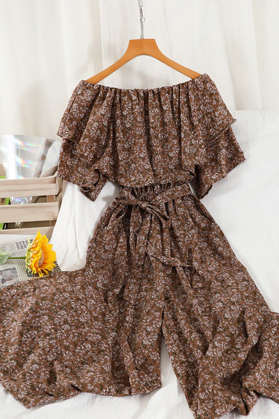 Salopeta dama cu centura si model floral