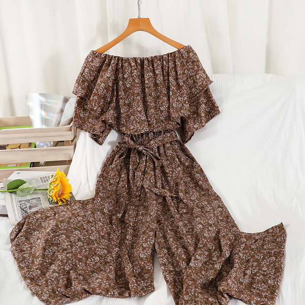 Salopeta dama cu centura si model floral