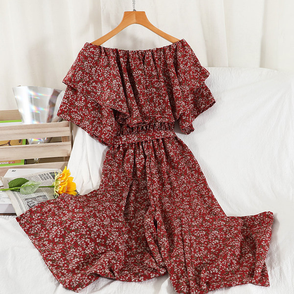 Salopeta dama cu centura si model floral