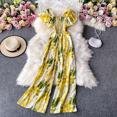 Salopeta de dama colorata cu maneci scurte si elastic