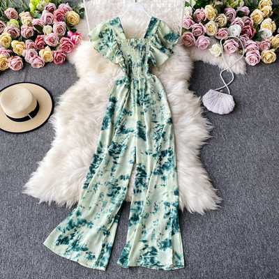 Salopeta de dama colorata cu maneci scurte si elastic