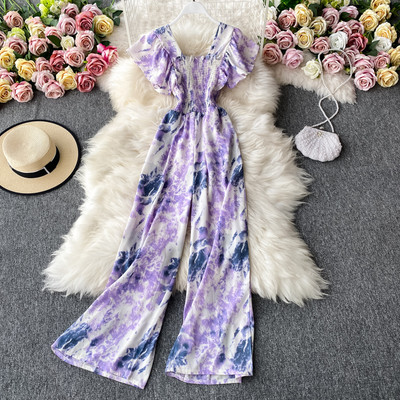 Salopeta de dama colorata cu maneci scurte si elastic