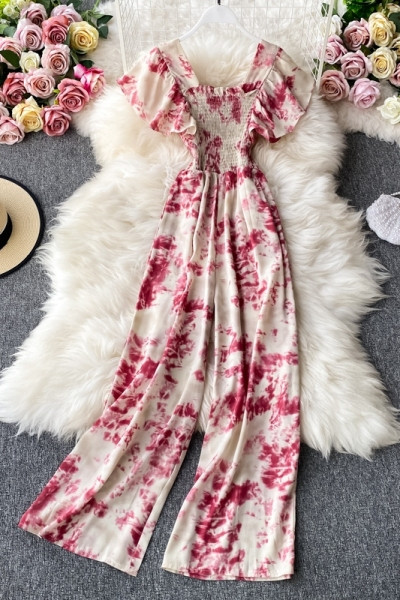 Salopeta de dama colorata cu maneci scurte si elastic