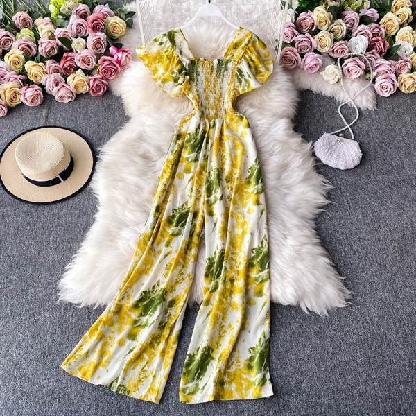 Salopeta de dama colorata cu maneci scurte si elastic