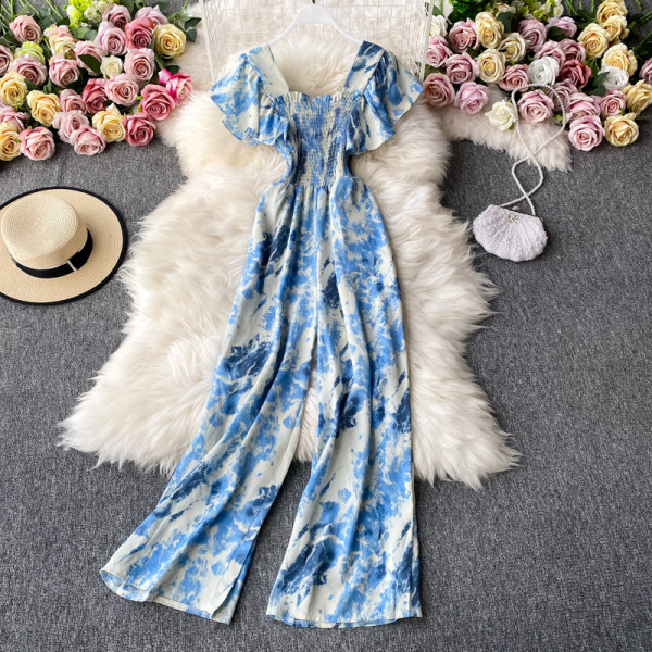 Salopeta de dama colorata cu maneci scurte si elastic