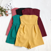 Salopetă scurtă de damă modernă cu umerii goi - în mai multe culori