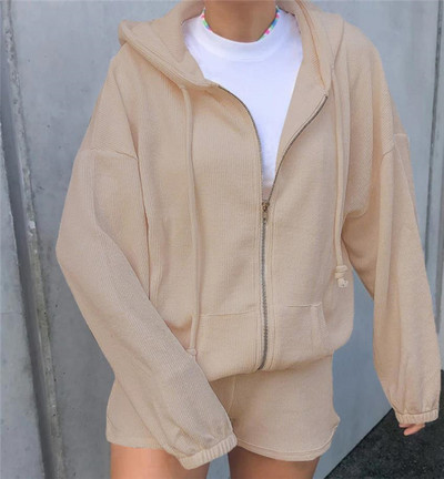 Set casual de hanorac și pantaloni scurți pentru femei