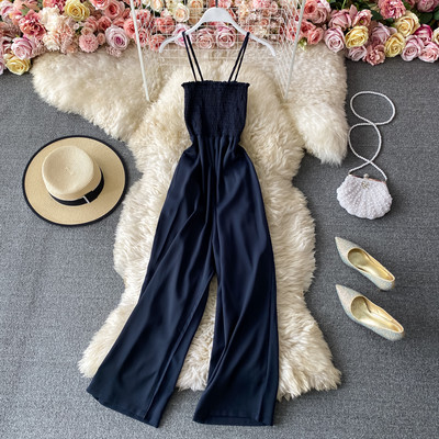 Ženski dugi kombinezon na tanke naramenice