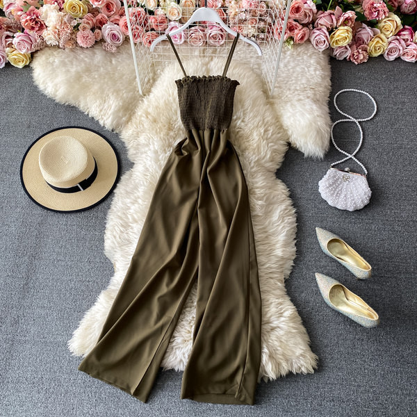 Ženski dugi kombinezon na tanke naramenice