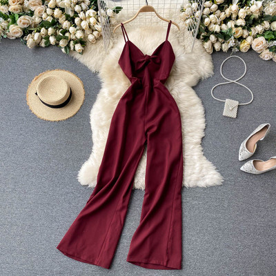 Salopetă lungă de damă modernă cu bretele subțiri - mai multe culori