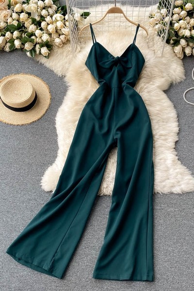 Salopetă lungă de damă modernă cu bretele subțiri - mai multe culori