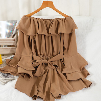 Salopetă modernă de damă cu mâneci 3/4 și curea