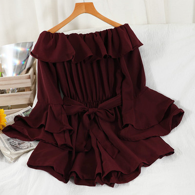 Salopetă modernă de damă cu mâneci 3/4 și curea