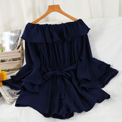 Salopetă modernă de damă cu mâneci 3/4 și curea