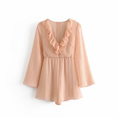 Salopeta scurta de dama cu bucle si talie elastica