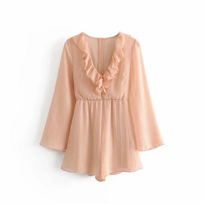 Salopeta scurta de dama cu bucle si talie elastica