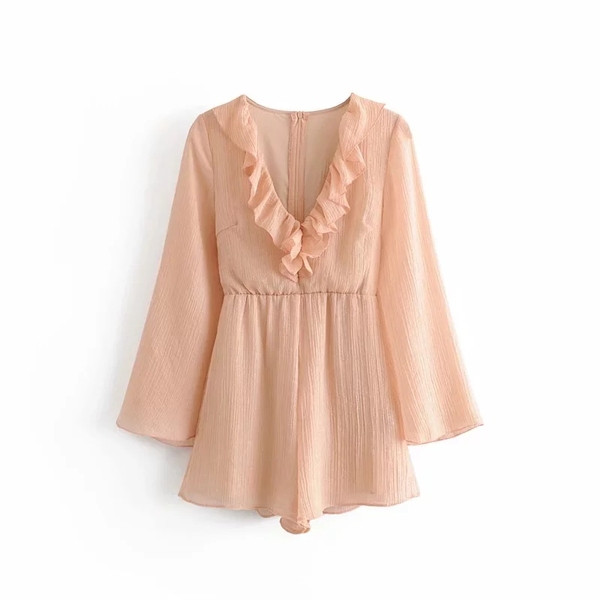 Salopeta scurta de dama cu bucle si talie elastica