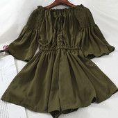 Salopeta de dama cu talie elastica si cravate