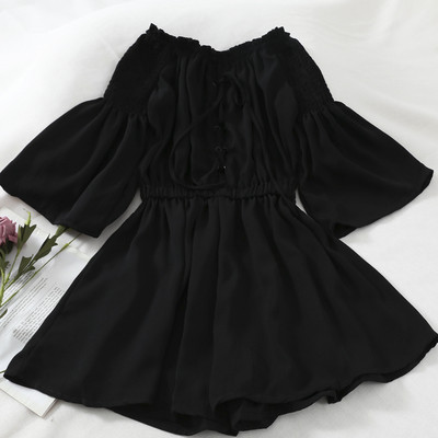 Salopeta de dama cu talie elastica si cravate