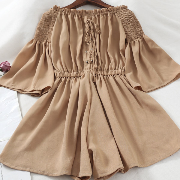 Salopeta de dama cu talie elastica si cravate