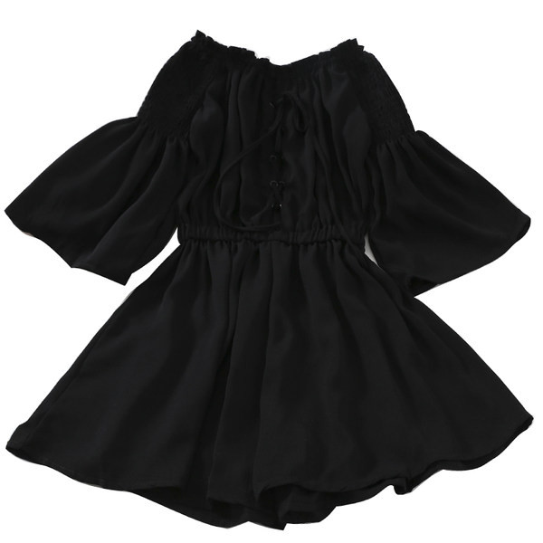 Salopeta de dama cu talie elastica si cravate