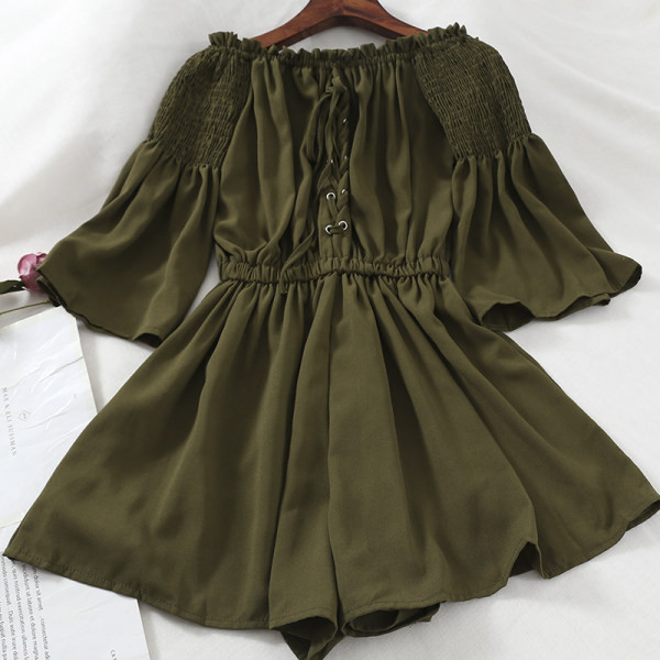 Salopeta de dama cu talie elastica si cravate