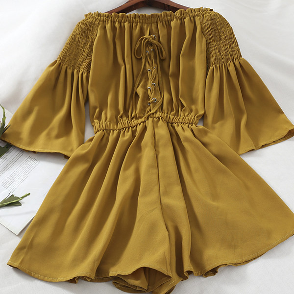 Salopeta de dama cu talie elastica si cravate