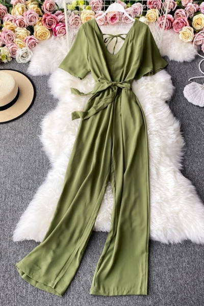 Salopeta dama de primavara cu centura in talie