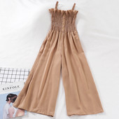 Ženski ležerni kombinezon s gumbima i tankim naramenicama