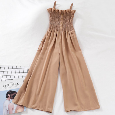 Ženski ležerni kombinezon s gumbima i tankim naramenicama