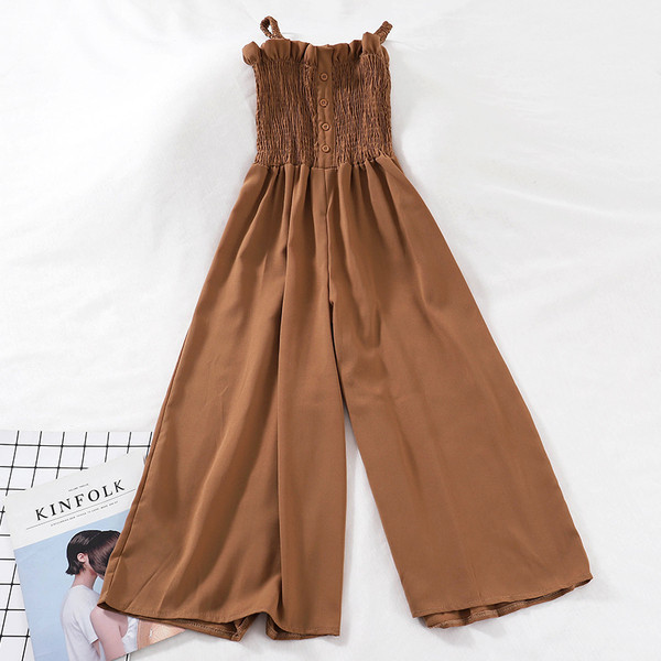 Ženski ležerni kombinezon s gumbima i tankim naramenicama