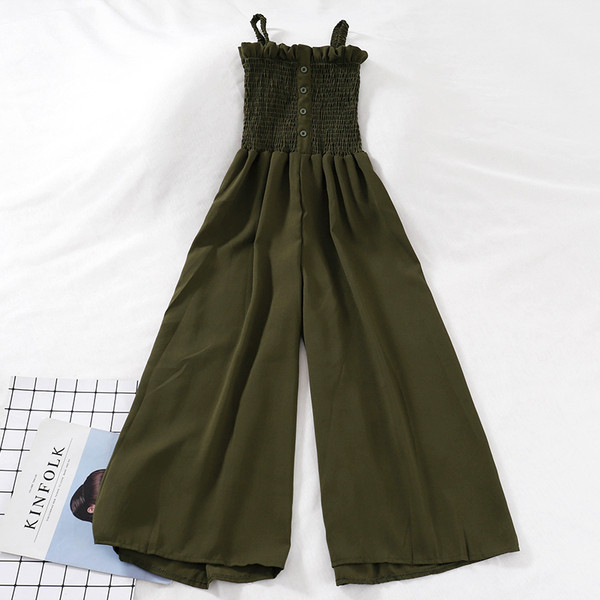 Ženski ležerni kombinezon s gumbima i tankim naramenicama