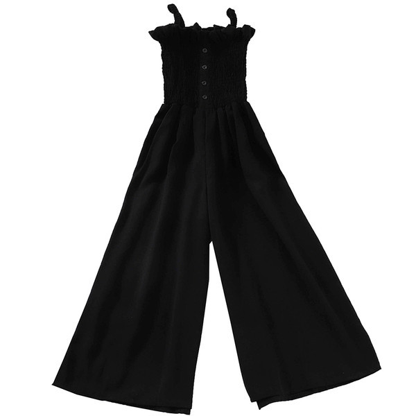 Ženski ležerni kombinezon s gumbima i tankim naramenicama