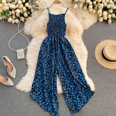 Ženski kombinezon cvjetnog dana i širokih nogavica